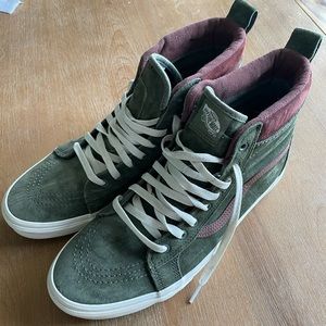 Vans High tops. Green and maroon.